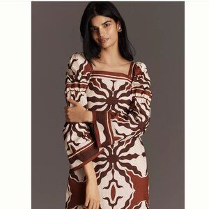 West of Martine Linen Blend Long-Sleeve Mini Dress XS